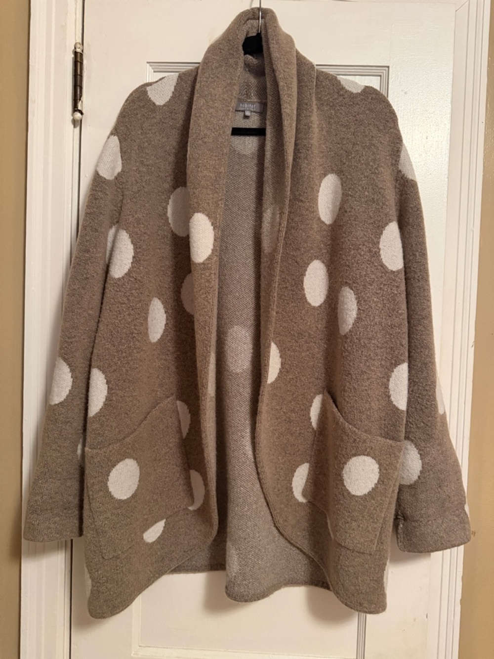 Habitat Taupe Open Polka Dot Cardigan with Cream Dots